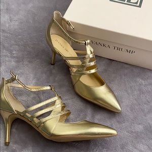 Ivanka Trump strapped gold heels